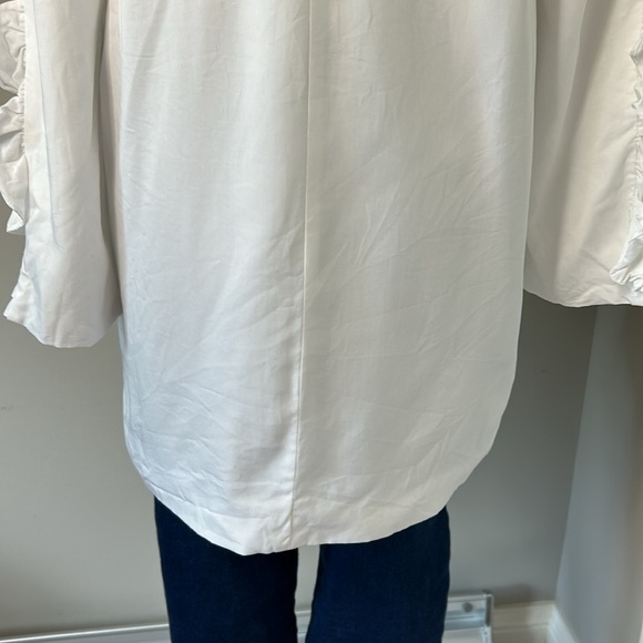 CAROLINE CONSTAS Ruffle Blazer Dress Split Ruffle Sleeve White Revolve Sz XS - Picture 11 of 16